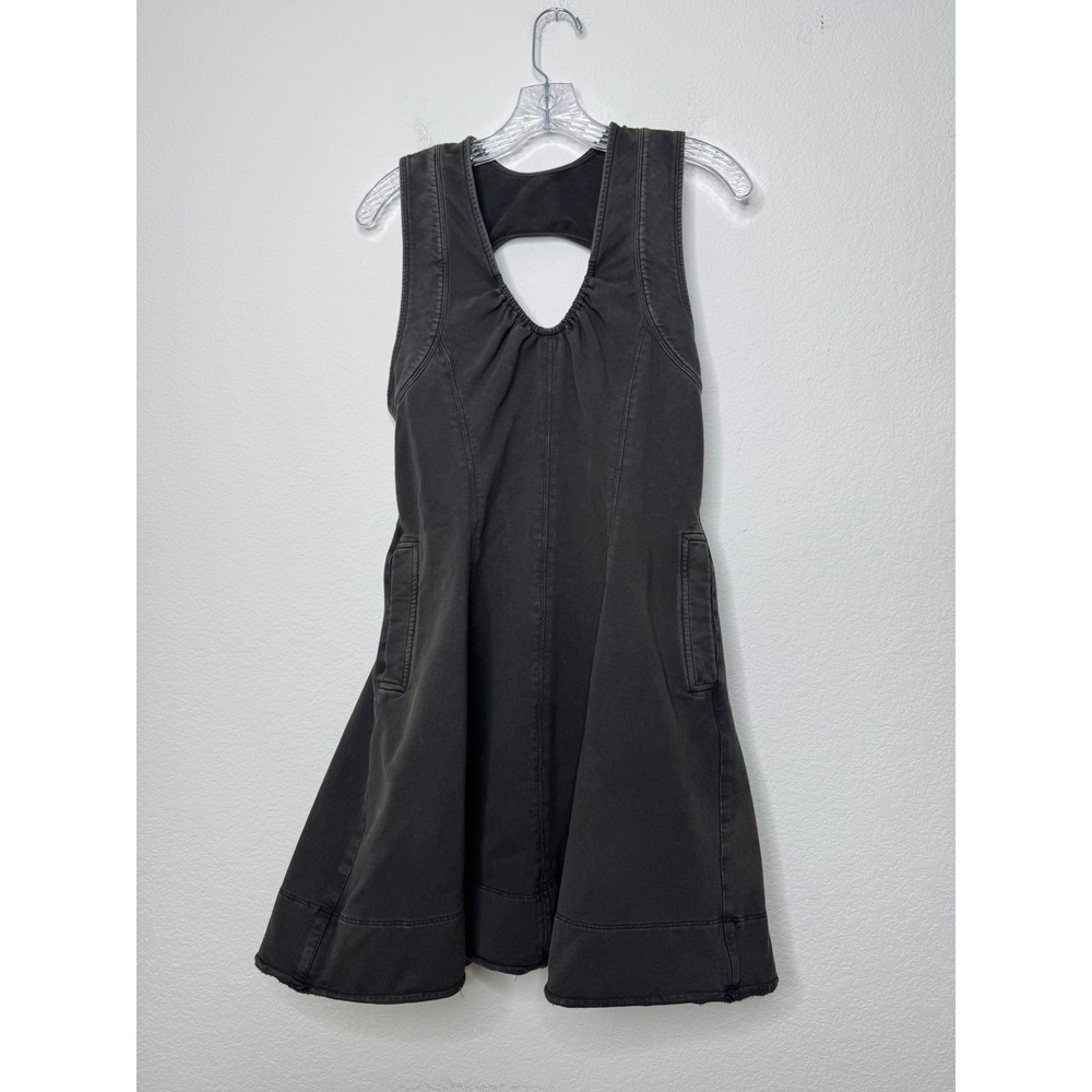 Daily Practice by Anthropologie Flared Mini Tennis Black Sweatshirt Dress Size L